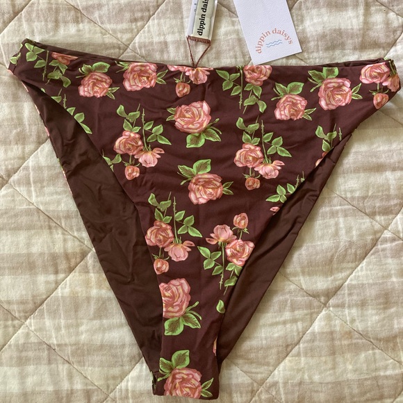 Dippin Daisies Seashore High Waist Cheeky Bikini Bottom in Rosebud size XL - Picture 4 of 5